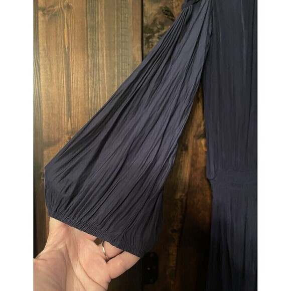 RAMY BROOK Dress Womens XS Navy Blue Blouson Long Sleeve Mini Smocked Waist - Picture 4 of 7